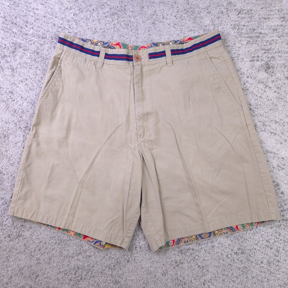 Robert Graham Shorts Mens 36 Actual 34 Chino Flat Front 8.5 Inseam Khaki Beige